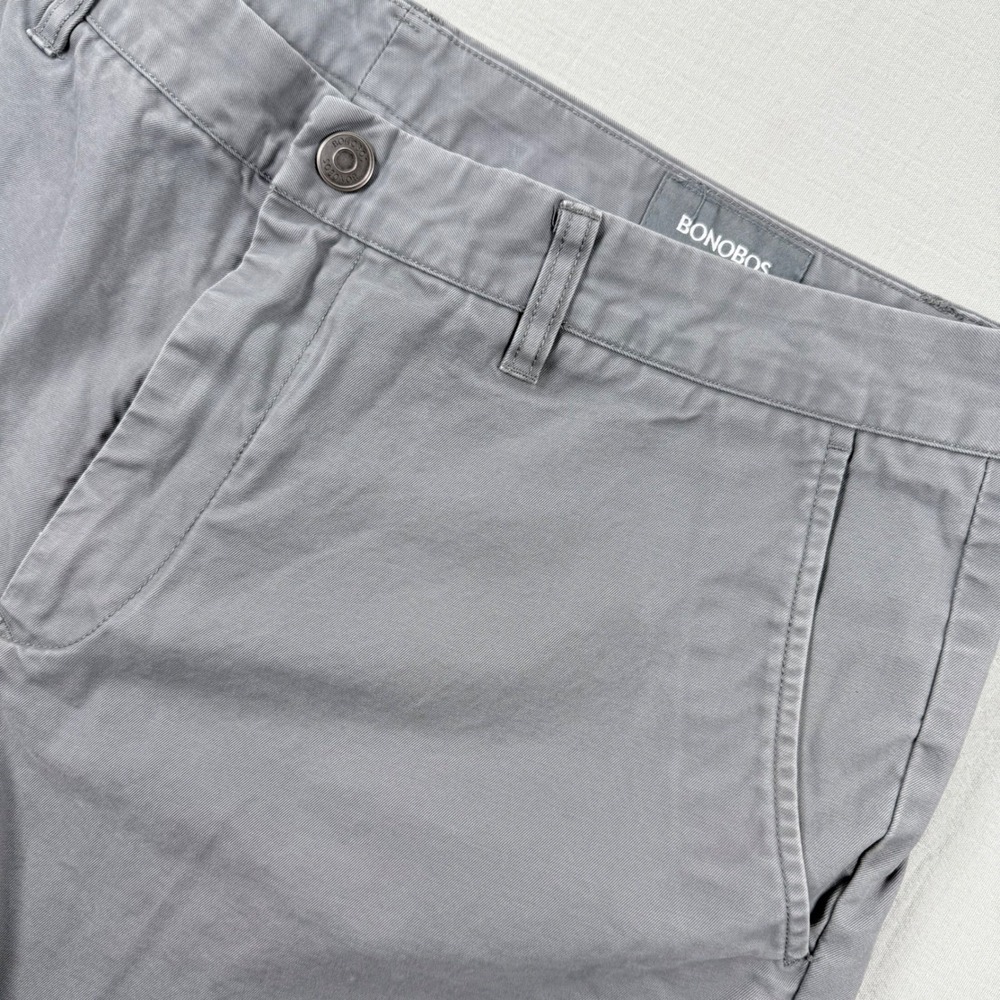 Bonobos Mens Chino Shorts Gray Size 38 Cotton Casual Summer Staple 9" inseam‎